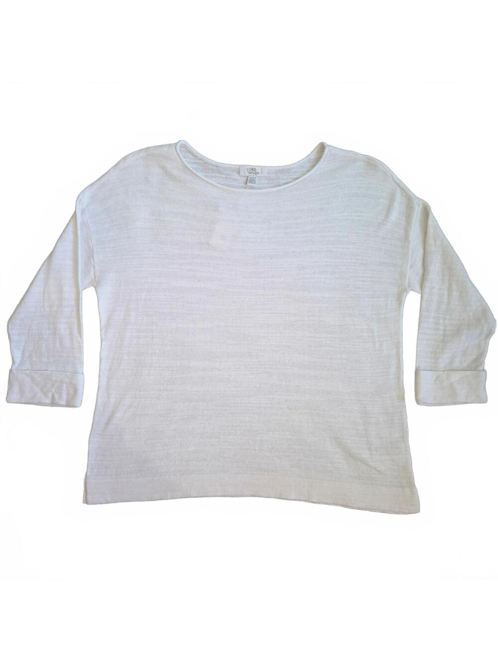 Lord + Taylor White Knit Sweater Size S